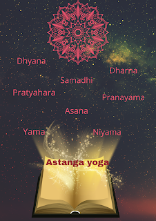 Eight limbs of yoga- Yama, Niyama, Asana, Pranayama, Pratyahara, Dharna, Dhyana, and Samadhi.